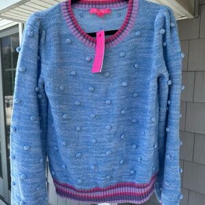 Lilly Pulitzer Blue Sweater with Pink Trim